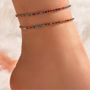 Two piece colorful ankle bracelets